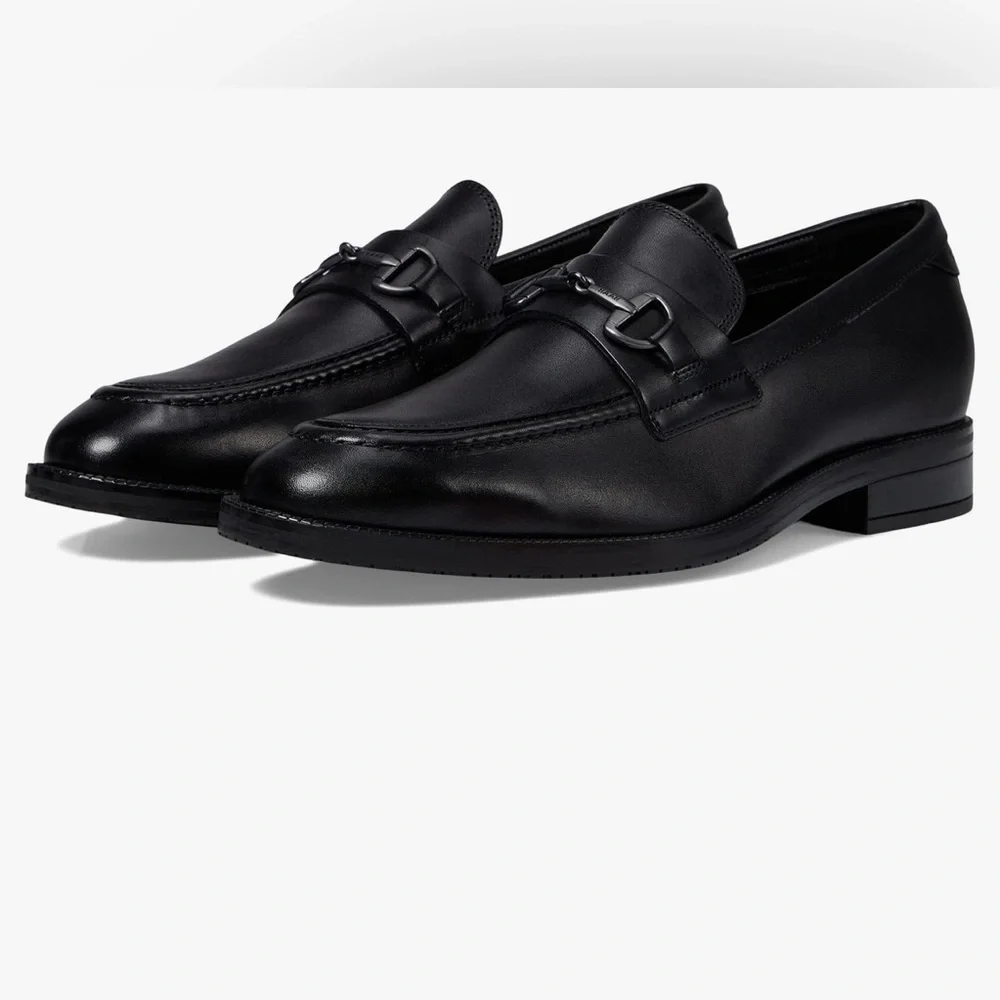 M Black Cole Haan Essentials Leather Bit Buckle Loafers Size 9.5 |F21